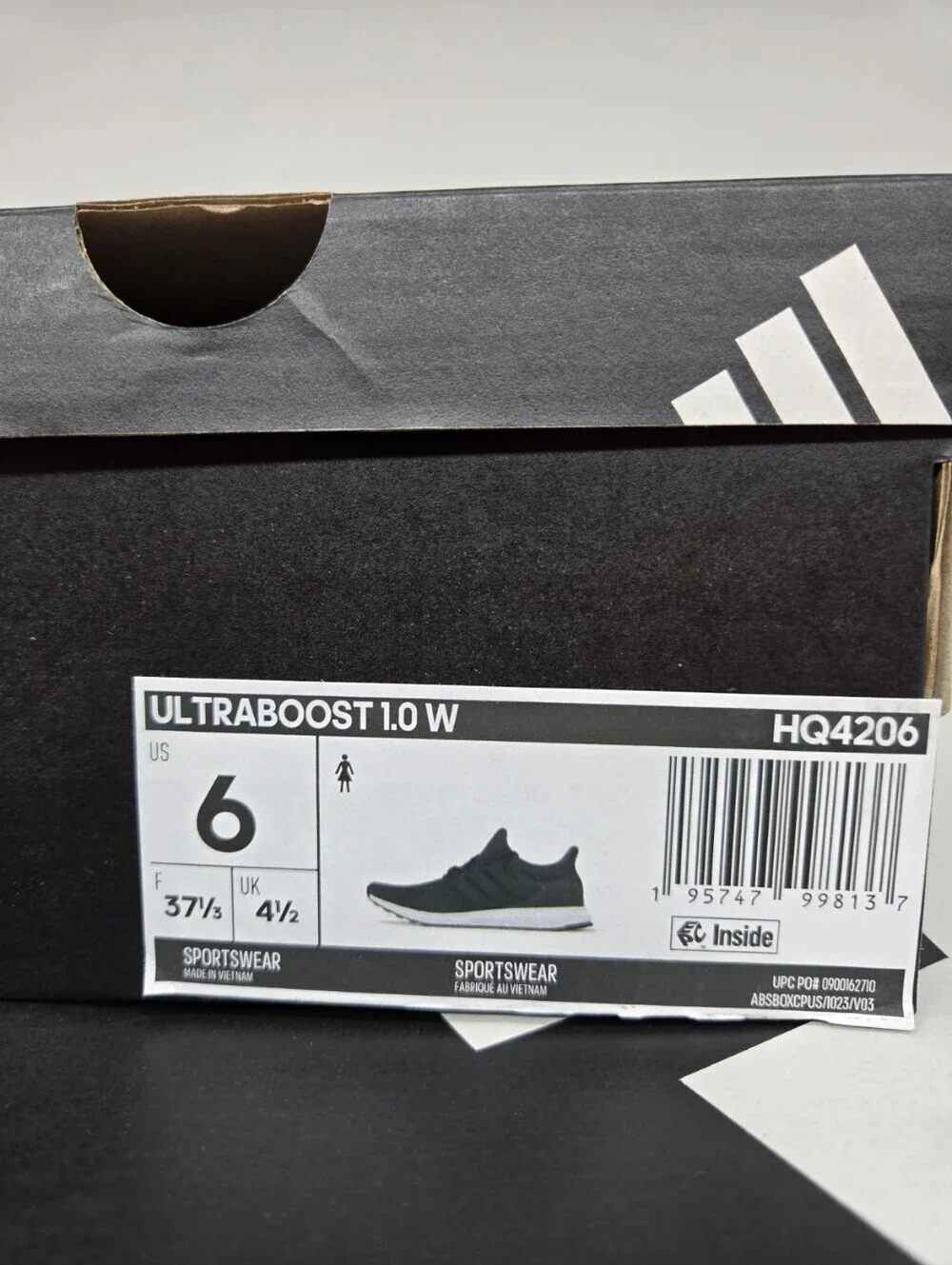 adidas Women's UltraBoost 1.0 HQ4206 Double Black Shoes Size 6 New